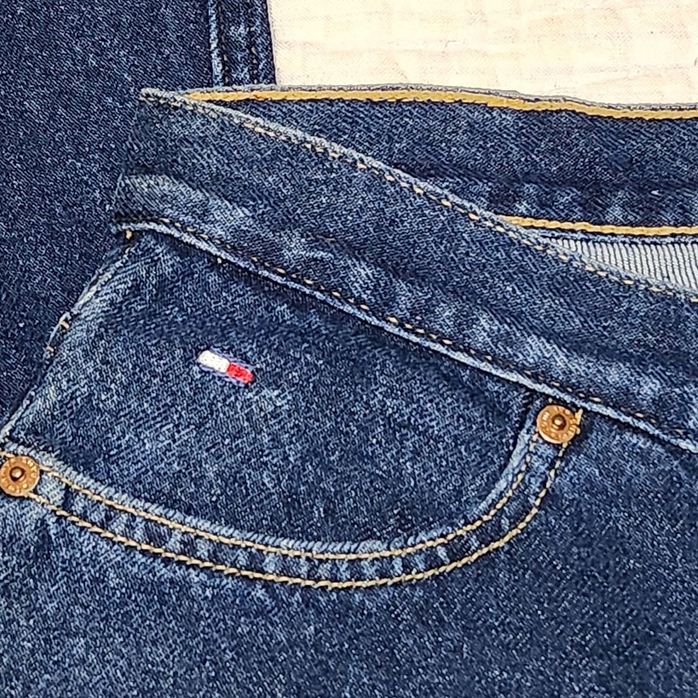 Vtg Tommy Hilfiger Jeans Sz 5 Split Flare Bell Bottom Medium Wash Mid Rise Y2K - Picture 9 of 14